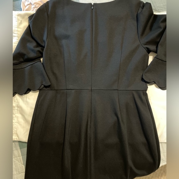 Talbots LBD black sheath dress back zip w/ scallop bell sleeve W/ Garment Bag! - Picture 6 of 9